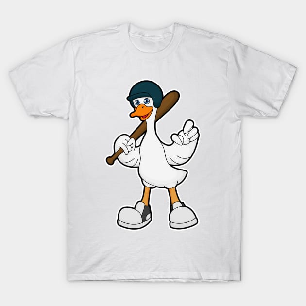 Duck at Baseball with Baseball racket & Helmet T-Shirt by Markus Schnabel